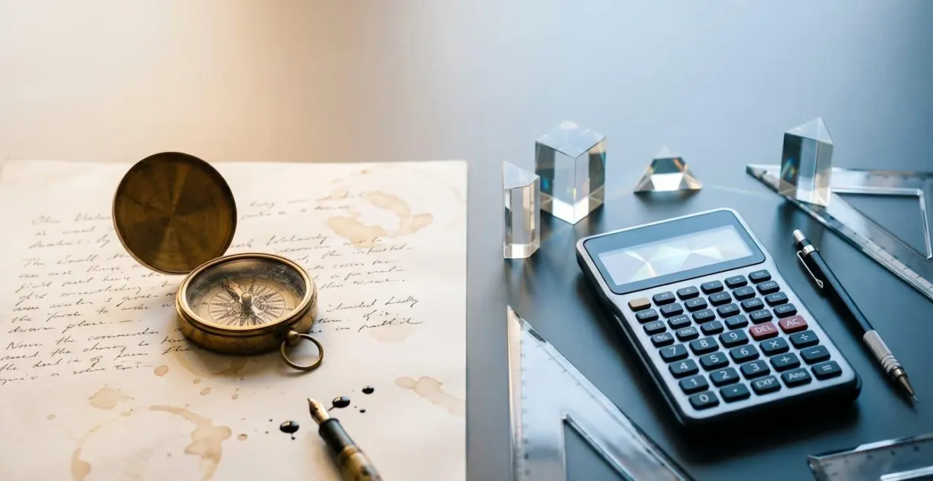 Professionelle Editorial-Fotografie zeigt den Kontrast zwischen intuitiven und datenbasierten Marketingentscheidungen