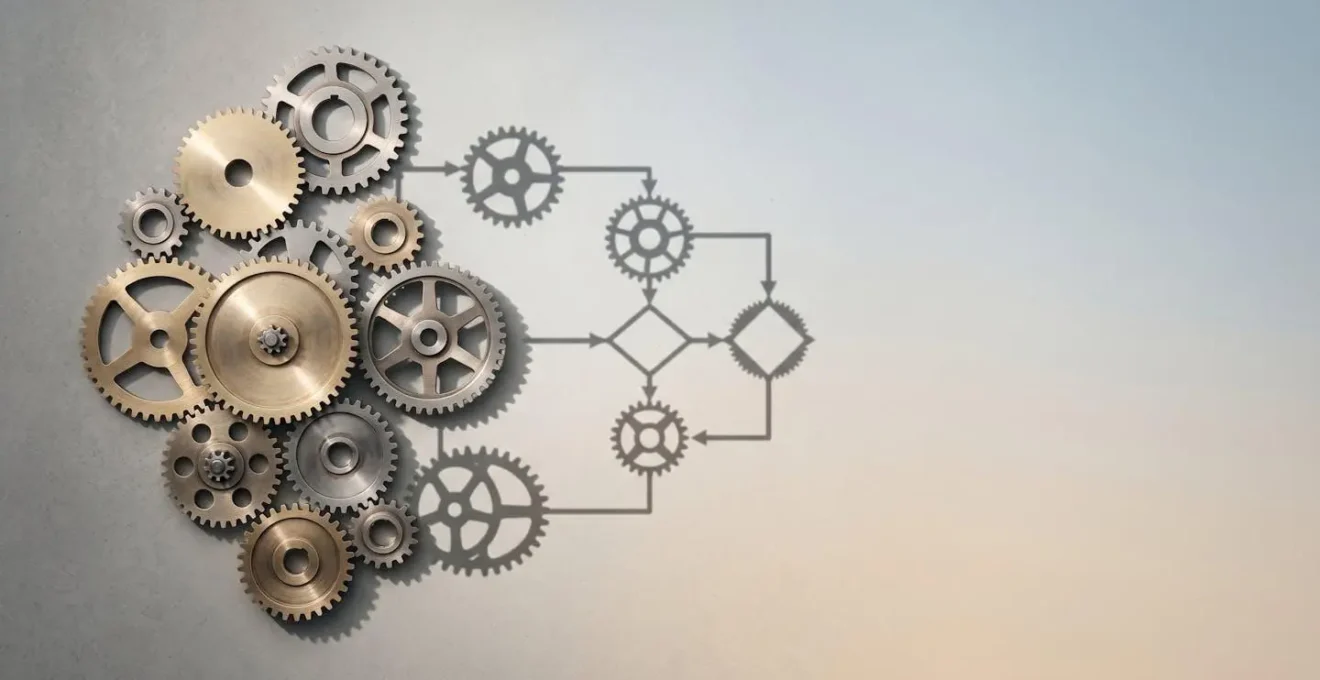 Symbolische Darstellung systematischer Marketingprozesse mit Fokus auf Effizienz und Rentabilitätssteigerung